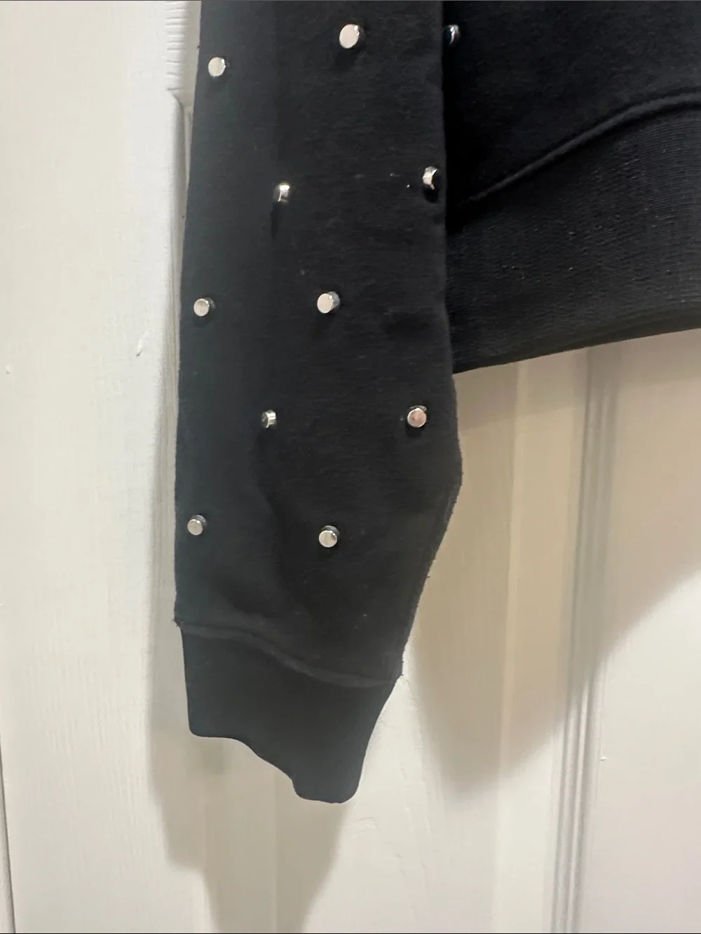 Cropped Black Sweatshirt with Stud Embellishments